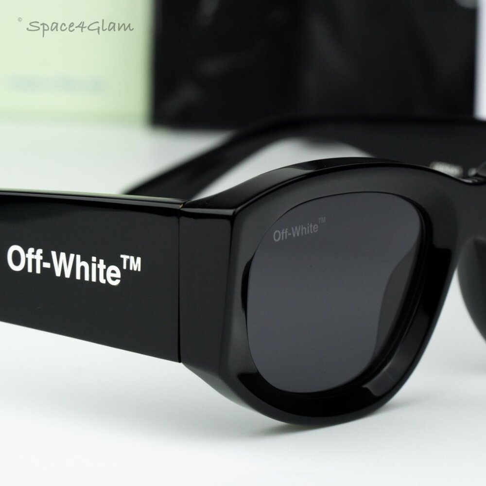 Off-White Men Sunglasses Black Grey Cat Eye OERI041 JOAN 1007 NEW AUTHENTIC - Picture 4 of 15